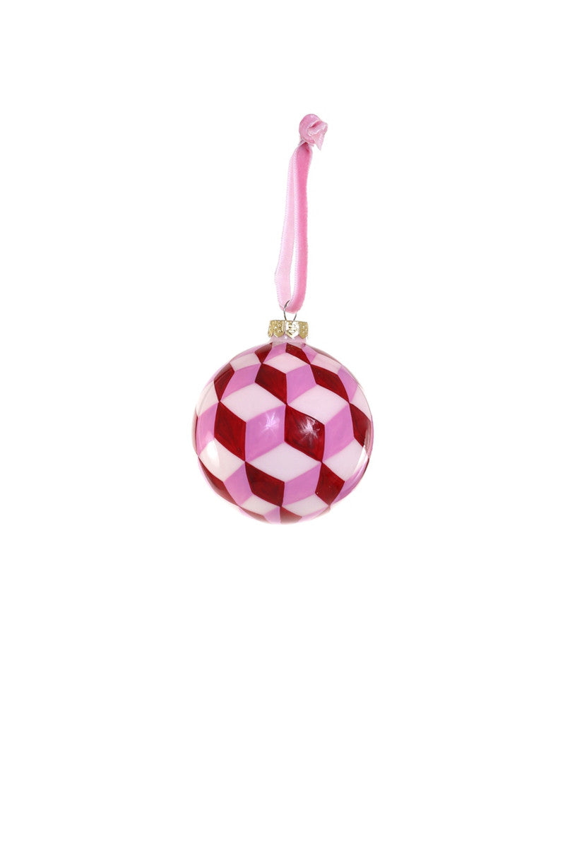 Tree Ornament Block Bauble-Pink Medium